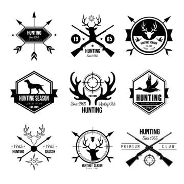 Badges Labels Logo Design Elements Hunting Stock Illustration