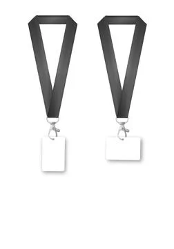 Badges Lanyard design. Identification card with ribbon. Metal closure and card Stock Illustration