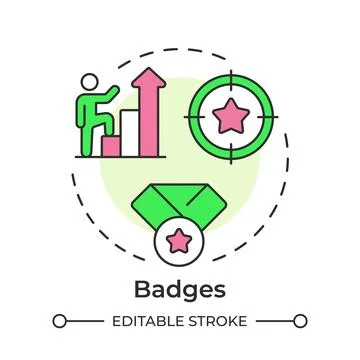 Badges multi color concept icon Stock Illustration