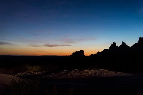 Badlands crescent moon Stock Photos