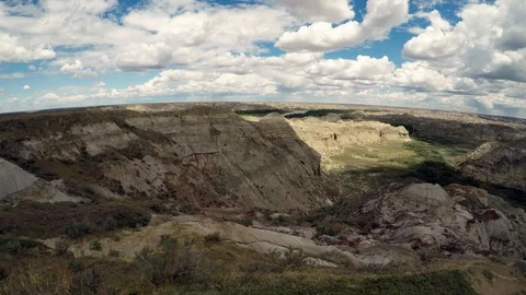 The Badlands in the Prairie of Alberta in Canada Stock Footage 124032386