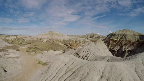 The Badlands in the Prairie of Alberta in Canada Stock Footage 124387900