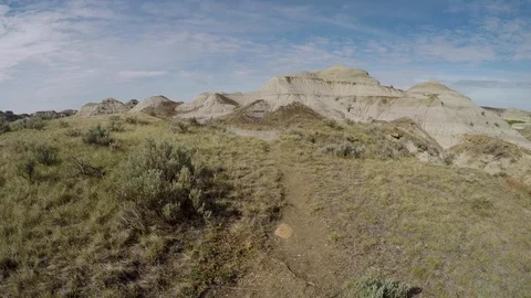 The Badlands in the Prairie of Alberta in Canada Stock Footage 124390812