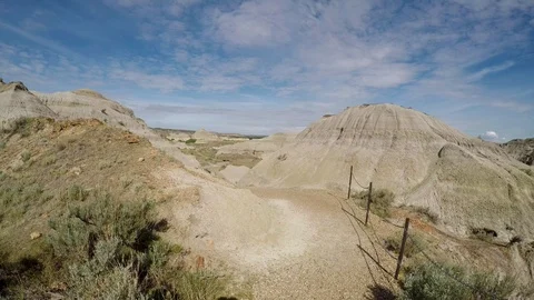 The Badlands in the Prairie of Alberta in Canada Stock Footage 124390821