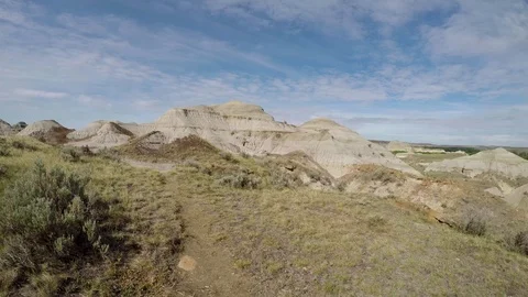 The Badlands in the Prairie of Alberta in Canada Stock Footage 124391713