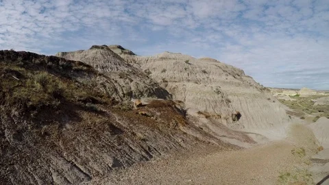 The Badlands in the Prairie of Alberta in Canada Stock Footage 124392413