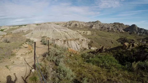The Badlands in the Prairie of Alberta in Canada Stock Footage 124392437