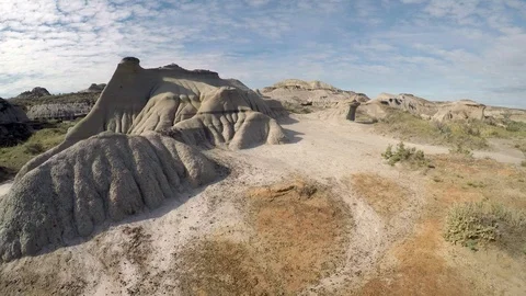 The Badlands in the Prairie of Alberta in Canada Stock Footage 124392679