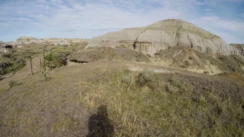 The Badlands in the Prairie of Alberta in Canada Stock Footage 124392828