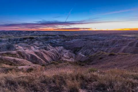 Badlands at sunset Stock Photos