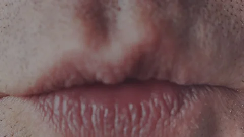 Badly shaved man bites his lips and swears Видео 97472969