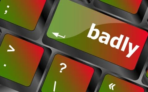 Badly word on computer button keyboard keys Stock Illustration