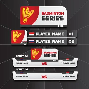 Badminton broadcast template logo set Illustrazione stock