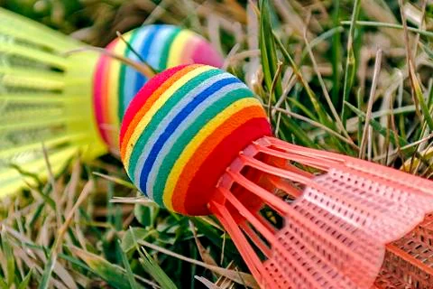Badminton colored shuttlecocks -1 Stock Photos