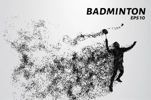 Badminton consists of particles. Vector graphics are an athlete hits the rack Stock Illustration