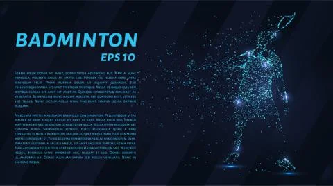 Badminton consists of points. Particles in the form of badminton on dark back Stock Illustration