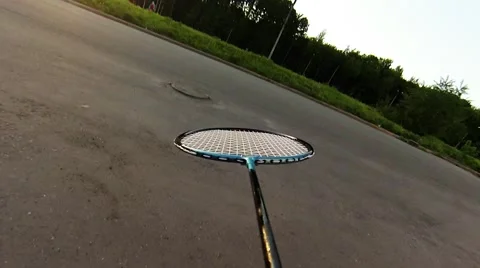 Badminton court, camera on rocket Stock Footage 50378604