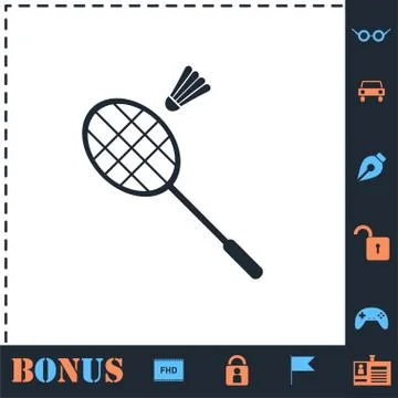 Badminton icon flat Stock Illustration