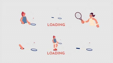Badminton loading cartoon animation pack Stock Footage 345154131