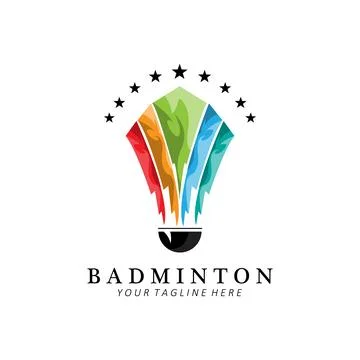 Badminton logo design, vector icon for athletics olympic competitions Stock Illustration