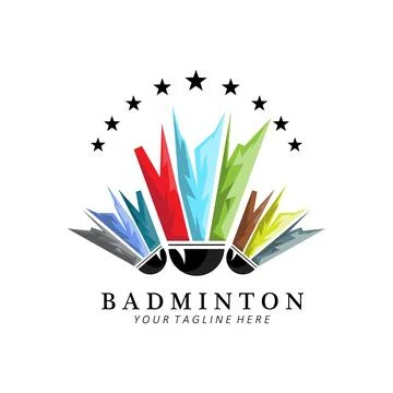 Badminton logo design, vector icon for athletics olympic competitions Stock Illustration