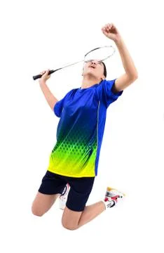 Badminton player in action Foto stock