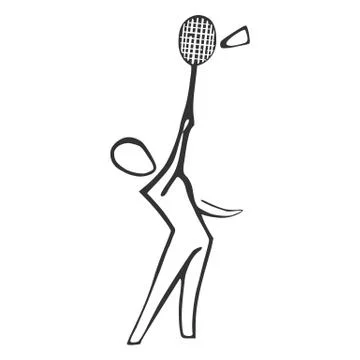 Badminton player, sketch style Stock Illustration
