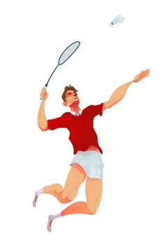 Badminton player, Vector illustration. Stock Illustration