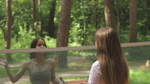 Badminton players high five each other before the game, sports competitions, Stock Footage 211012290