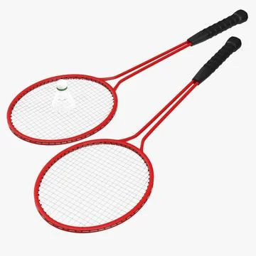 Badminton Racket 2 and Shuttlecock 2 3D Models ~ 3D Model #91476716