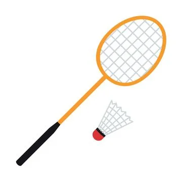 Badminton racket and shuttlecock. Vector illustration isolated on white bac.. Stock Illustration