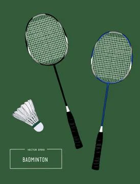 Badminton racket and shuttlecocks. sketch vector. Stock Illustration