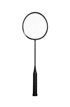 Badminton racket on a white background. Studio isolated. Stock Photos