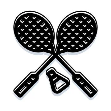 Badminton rackets and shuttlecock playing sports recreation Stock Illustration