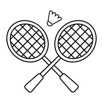 Badminton Rackets and Shuttlecock Vector Illustration Stock Illustration