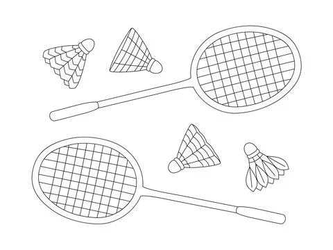 Badminton rackets and shuttlecocks Stock Illustration