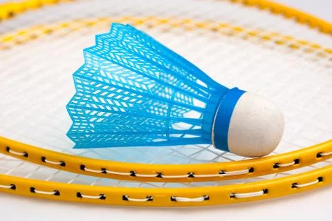 Badminton rackets with a shuttle Stock Photos