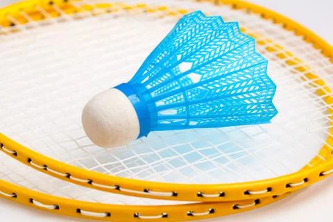 Badminton rackets with a shuttle Stock Photos