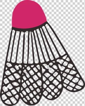 Badminton shuttlecock is being shown in flat design with magenta tip, black Stock Illustration