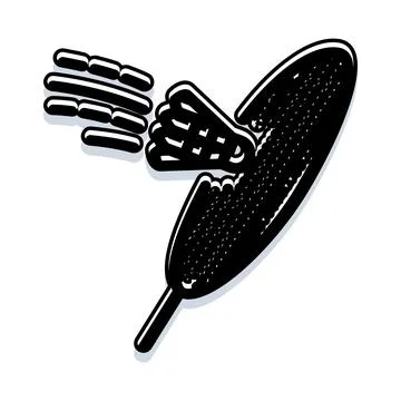 Badminton shuttlecock flying after racket hitting action Stock Illustration