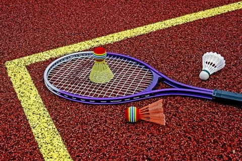 Badminton shuttlecocks &amp;amp; Racket-5 Stock Photos
