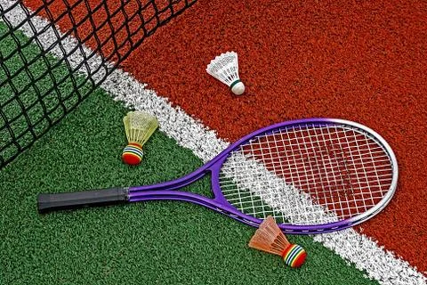 Badminton shuttlecocks &amp;amp; Racket-6 Stock Photos