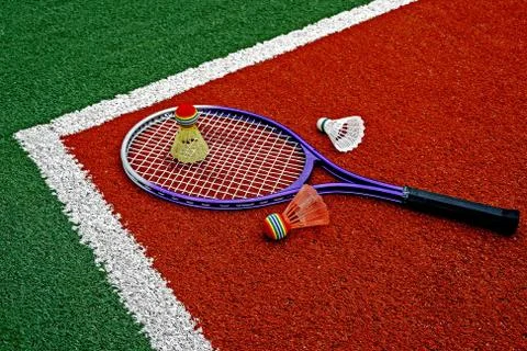 Badminton shuttlecocks &amp;amp; Racket-8 Stock Photos