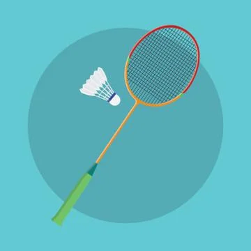 Badminton sport illustration with racket and shuttlecock together Stock Illustration