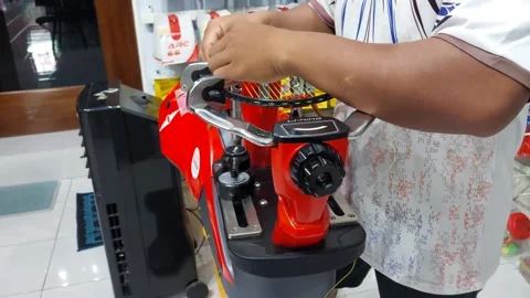 Badminton stringing machine. Stock Footage 288184049