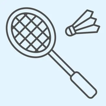 Badminton thin line icon. Racket and shuttlecock. Sport vector design concept Stock Illustration