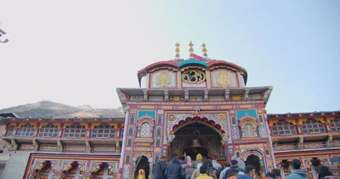 Badrinath Temple,  Famous Hindu temple Stock Footage