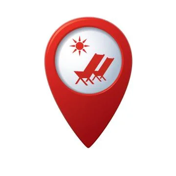 Baech chair symbol map pointer Stock Illustration