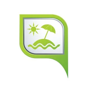 Baech symbol on green map pointer Stock Illustration