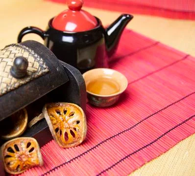 Bael tea with bark of bael fruit, the properties of hot bael fruit juice is a Stock Photos